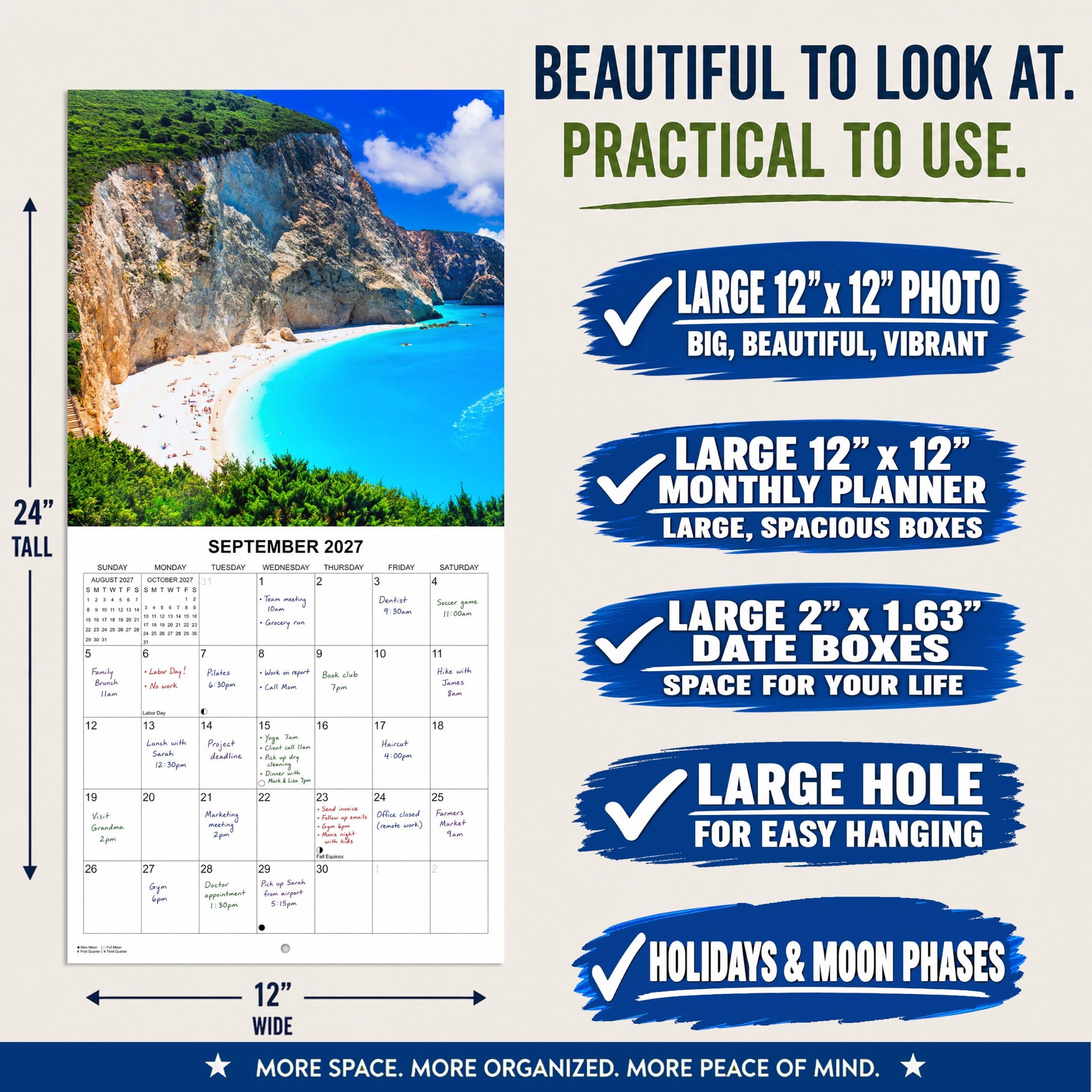 2027 Exotic Beaches Monthly Wall Calendar | Tropical Beaches Travel Calendar 2026-2027