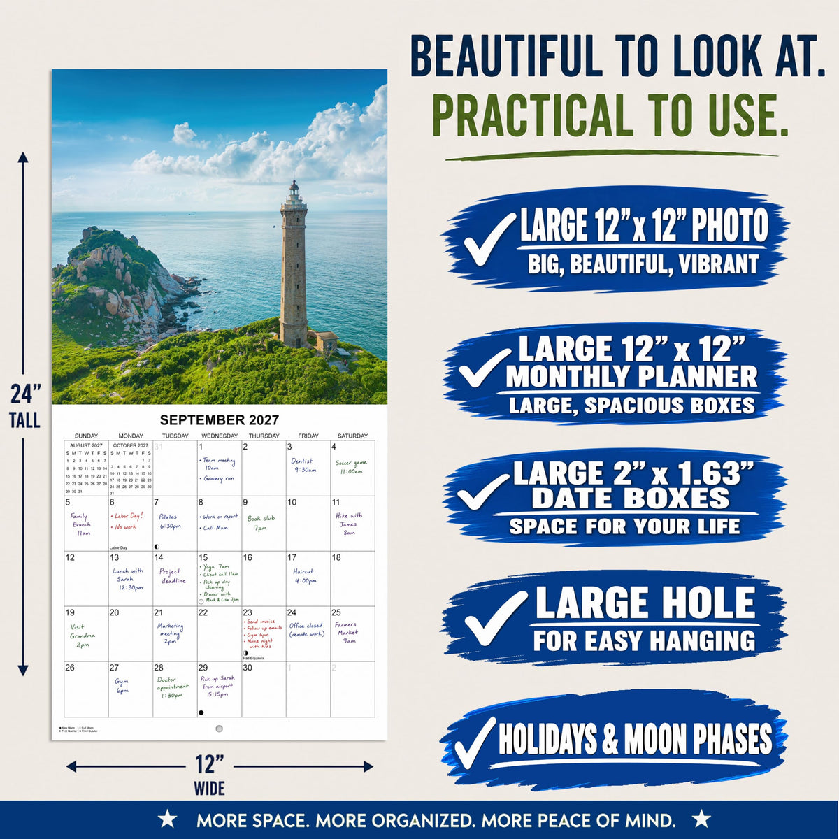 2027 Lighthouses Monthly Wall Calendar | Travel Calendar 2026-2027