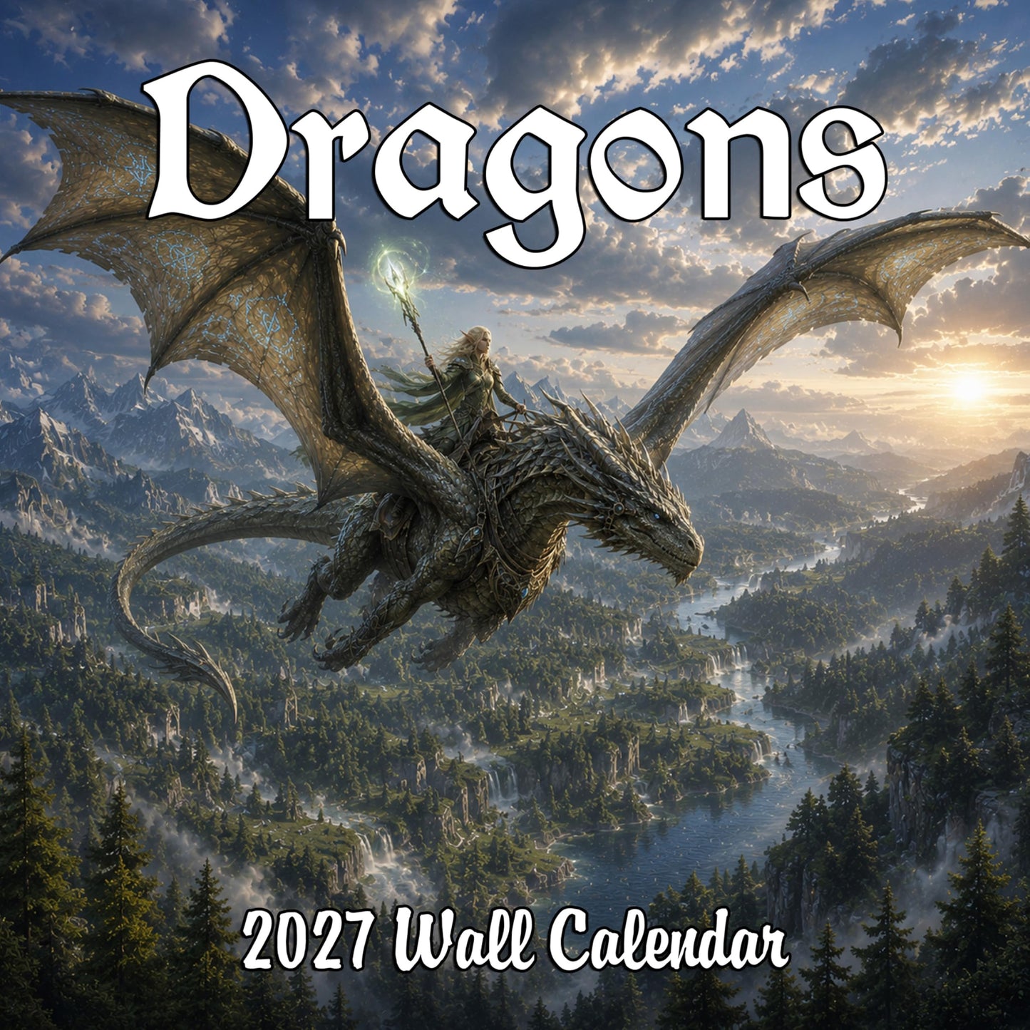 2027 Fantasy Dragons Monthly Wall Calendar | Fantasy Dragon Art Calendar 2026-2027