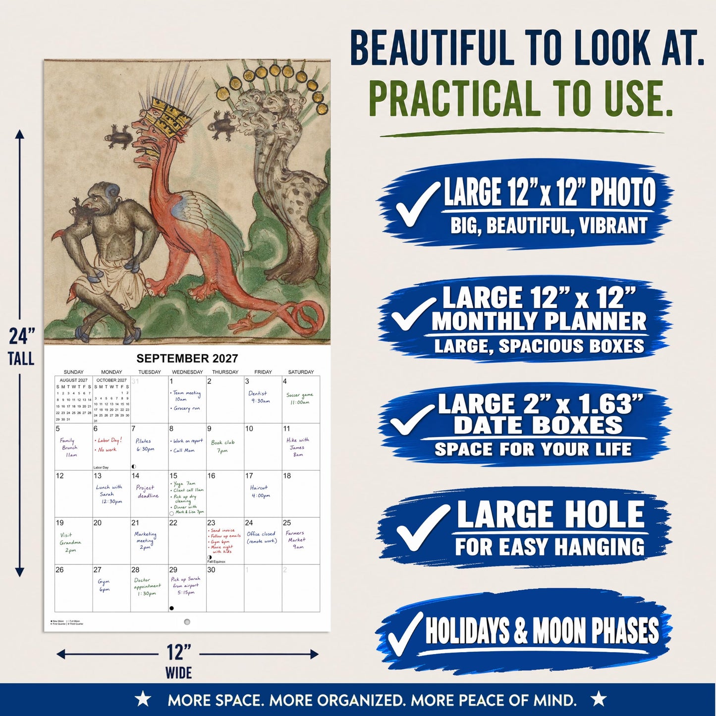 2027 Strange Medieval Monsters White Elephant Monthly Wall Calendar - Funny Gag Gift | Prank Gift Calendar 2026-2027