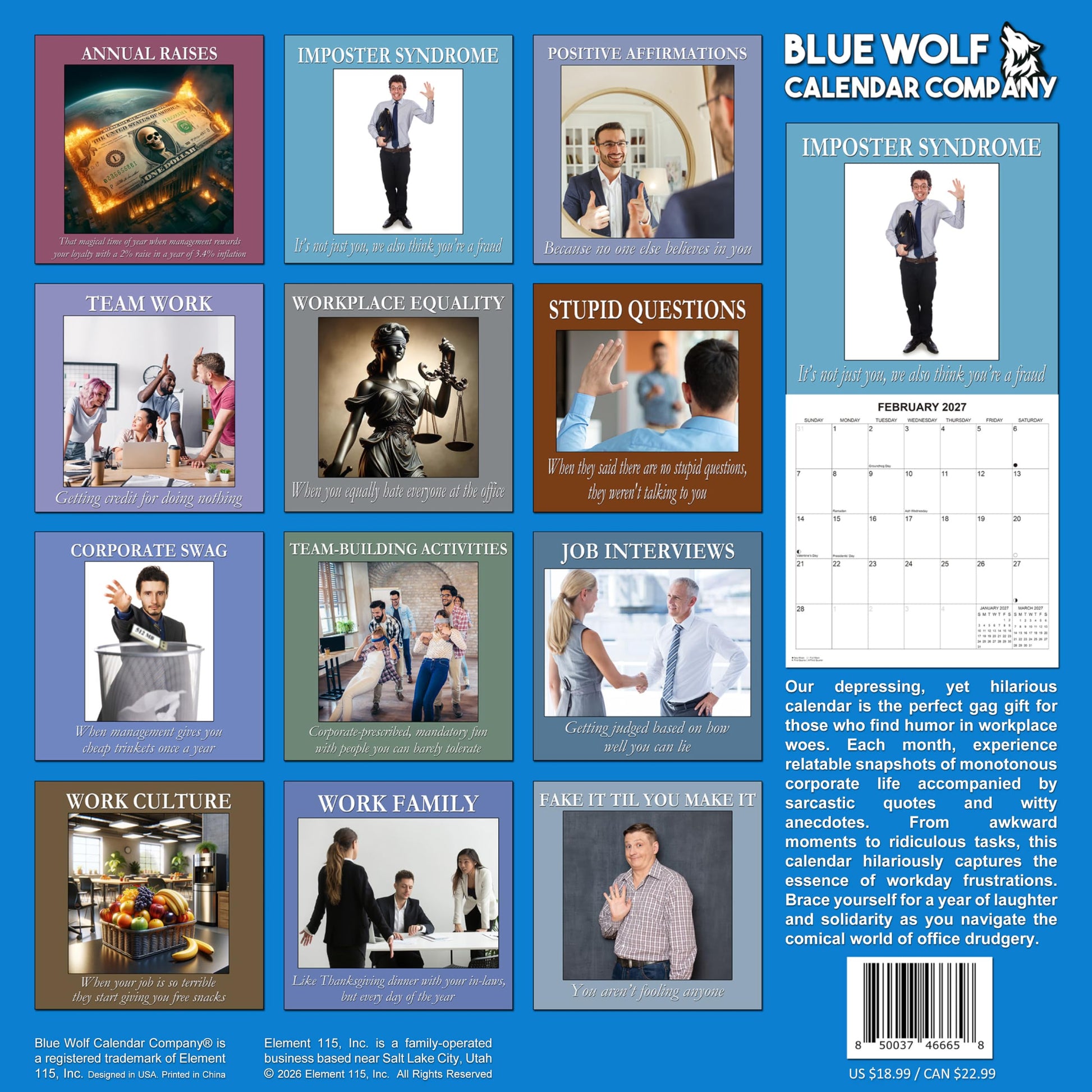 2027 Demotivational Calendar for the Disgruntled Employee White Elephant Monthly Wall Calendar - Funny Gag Gift | Demotivational Calendar 2026-2027