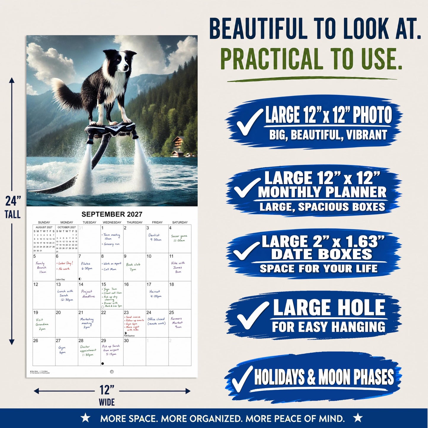 2027 Extreme Sports Dogs Edition Monthly Wall Calendar | Funny Dog Calendar September 2026 - December 2027