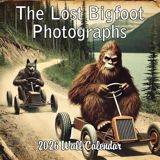 2026 The Lost Bigfoot Photographs Monthly Wall Calendar - "Recently Uncovered Vintage Pictures" of Bigfoot Doing Funny Things | 12" x 24" | Thick Sturdy Paper | White Elephant or Gag Gift Funny Calendar 2025-2026