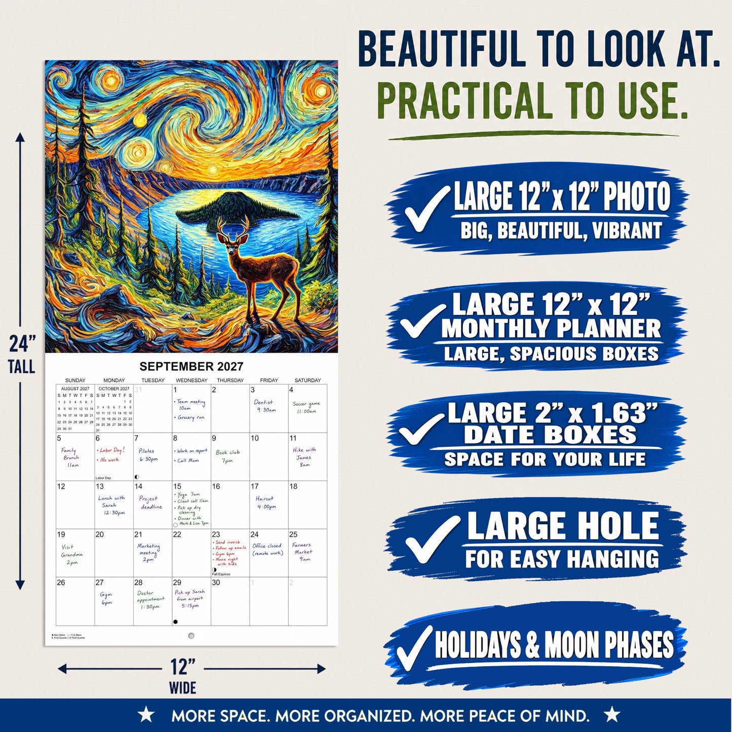 2027 National Parks through the Eyes of Van Gogh Monthly Wall Calendar - Art from America's National Parks in the Style of Vincent Van Gogh  | Impressionist Style Paintings Calendar 2026-2027