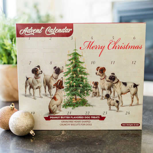 BLUE WOLF CALENDAR COMPANY Christmas Dog Advent Calendar for Dogs Grain Free Crunchy Peanut Butter Flavored Dog Treat Biscuits Dog Treat Advent Calendar  no