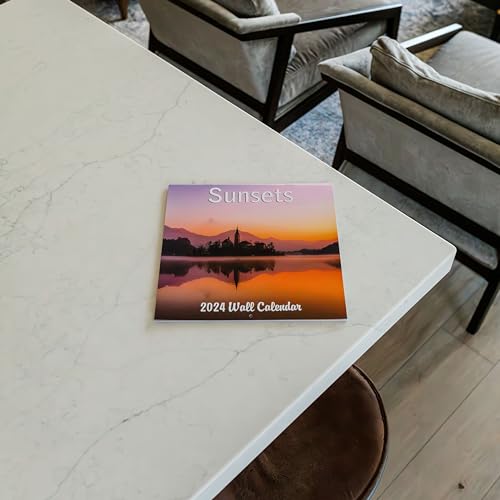 2024 Sunsets Nature Landscapes Travel Monthly Wall Calendar with Four Bonus Months from 2023 16-Month Calendar Starts in September 2023 until December 2024 12" x 24" (when open) 12" x 12" (when closed) Thick Sturdy Paper