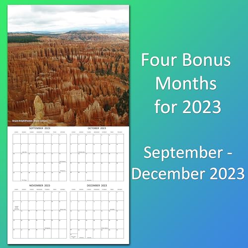 Utah National Parks Monthly 2024 Hangable Wall Calendar with Four Bonus Months from 2023 16-Month Large Wall Calendar September 2023-2024 12" x 24" When Open Thick Sturdy Paper Giftable 2024 Calendar