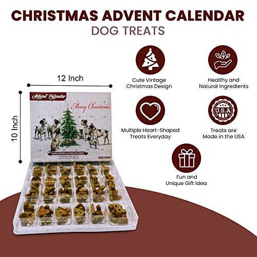 BLUE WOLF CALENDAR COMPANY Christmas Dog Advent Calendar for Dogs Grain Free Crunchy Peanut Butter Flavored Dog Treat Biscuits Dog Treat Advent Calendar  no