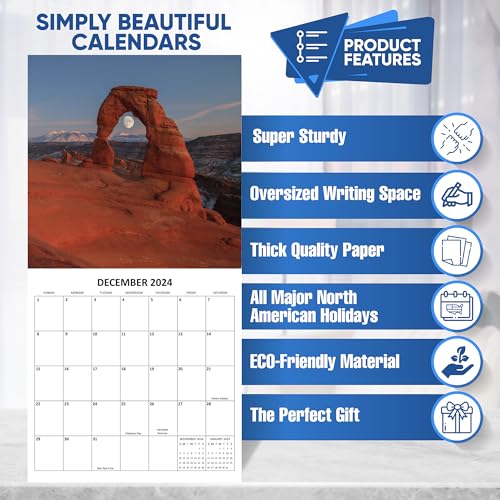 Utah National Parks Monthly 2024 Hangable Wall Calendar with Four Bonus Months from 2023 16-Month Large Wall Calendar September 2023-2024 12" x 24" When Open Thick Sturdy Paper Giftable 2024 Calendar