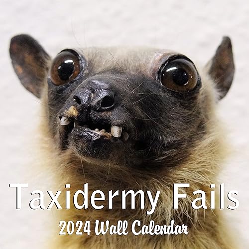 2024 Taxidermy Fail Monthly Wall Calendar Funny Gag Gift White Elephant Gift September 2023 - December 2024 12" x 24" Open Funny Bad Taxidermy Prank Gift