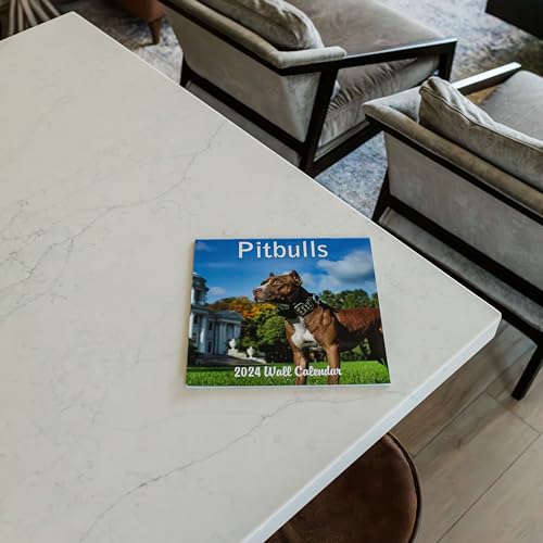 2024 Pitbulls Monthly Hangable Wall Calendar with Four Bonus Months from 2023 16-Month Large Wall Calendar September 2023-2024 12" x 24" Thick Sturdy Paper Giftable 2024 Pit Bull Dog Calendar