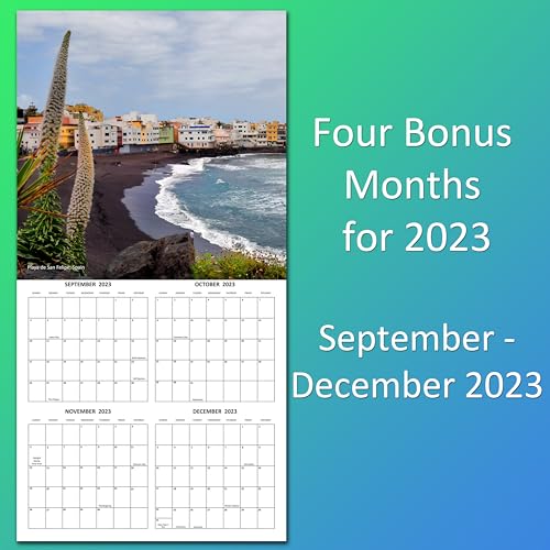 Unique Beaches Monthly 2024 Hangable Wall Calendar with Four Bonus Months from 2023 16-Month Large Wall Calendar September 2023-2024 12" x 24" When Open Thick Sturdy Paper Giftable