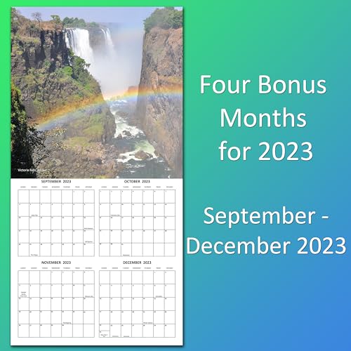 Waterfalls Monthly 2024 Hangable Wall Calendar with Four Bonus Months from 2023 16-Month Large Wall Calendar September 2023-2024 12" x 24" When Open Thick Sturdy Paper Giftable 2023 Calendar