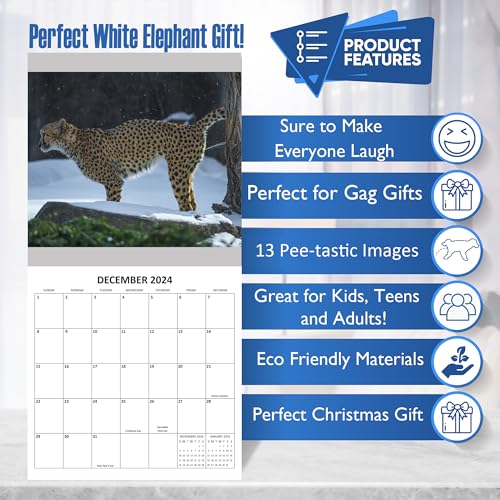 2024 Wild Animals Whizzing Monthly Wall Calendar Wild Animals Pooping Hilarious Gag Gift White Elephant Gift September 2023 - December 2024 12" x 24" Funny Animals Wild Animals Peeing Prank Gift