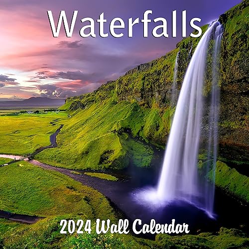 Waterfalls Monthly 2024 Hangable Wall Calendar with Four Bonus Months from 2023 16-Month Large Wall Calendar September 2023-2024 12" x 24" When Open Thick Sturdy Paper Giftable 2023 Calendar