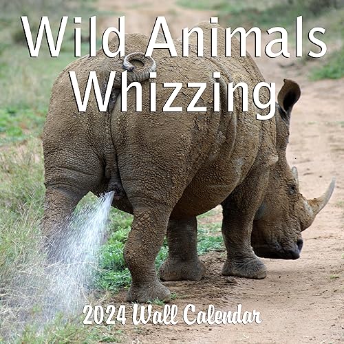 2024 Wild Animals Whizzing Monthly Wall Calendar Wild Animals Pooping Hilarious Gag Gift White Elephant Gift September 2023 - December 2024 12" x 24" Funny Animals Wild Animals Peeing Prank Gift