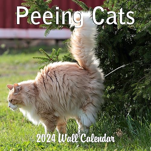 2024 Peeing Cats Monthly Wall Calendar Hilarious Gag Gift White Elephant Gift September 2023 - December 2024 12" x 24" Funny Cats Peeing Prank Gift